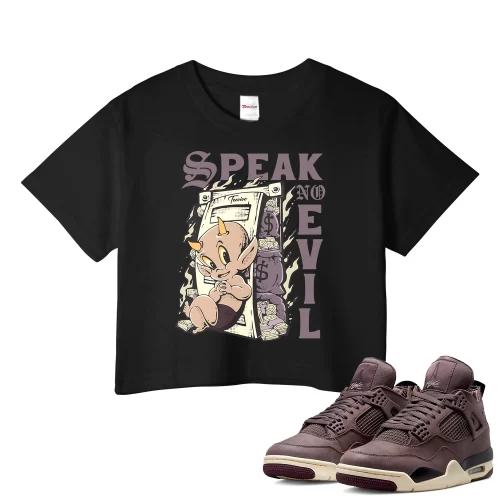 TeeVivo Crop Top Match Air Jordan 4 Retro SP A Ma Maniére Violet Ore Speak no evil – Air Jordan 4 Crop Top, AJ4 Crop Top