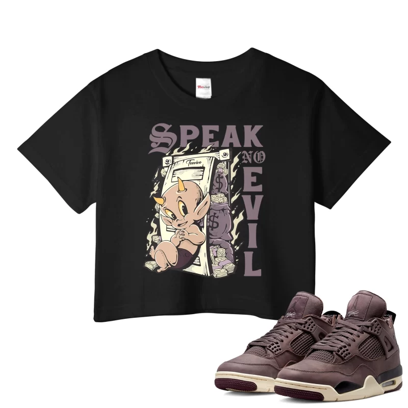 TeeVivo Crop Top Match Air Jordan 4 Retro SP A Ma Maniére Violet Ore Speak no evil – Air Jordan 4 Crop Top, AJ4 Crop Top