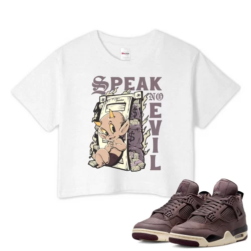 TeeVivo Crop Top Match Air Jordan 4 Retro SP A Ma Maniére Violet Ore Speak no evil – Air Jordan 4 Crop Top, AJ4 Crop Top