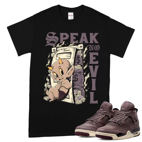 TeeVivo T-Shirt Match Air Jordan 4 Retro SP A Ma Maniére Violet Ore Speak no evil – Air Jordan 4 Shirt, AJ4 Shirt