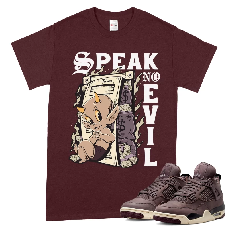 TeeVivo T-Shirt Match Air Jordan 4 Retro SP A Ma Maniére Violet Ore Speak no evil – Air Jordan 4 Shirt, AJ4 Shirt