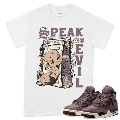 TeeVivo T-Shirt Match Air Jordan 4 Retro SP A Ma Maniére Violet Ore Speak no evil – Air Jordan 4 Shirt, AJ4 Shirt