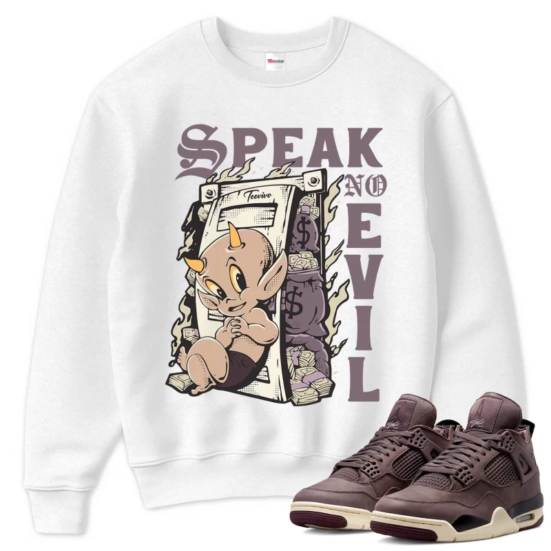 TeeVivo Sweatshirt Match Air Jordan 4 Retro SP A Ma Maniére Violet Ore Speak no evil – Air Jordan 4 Sweatshirt, AJ4 Sweatshirt