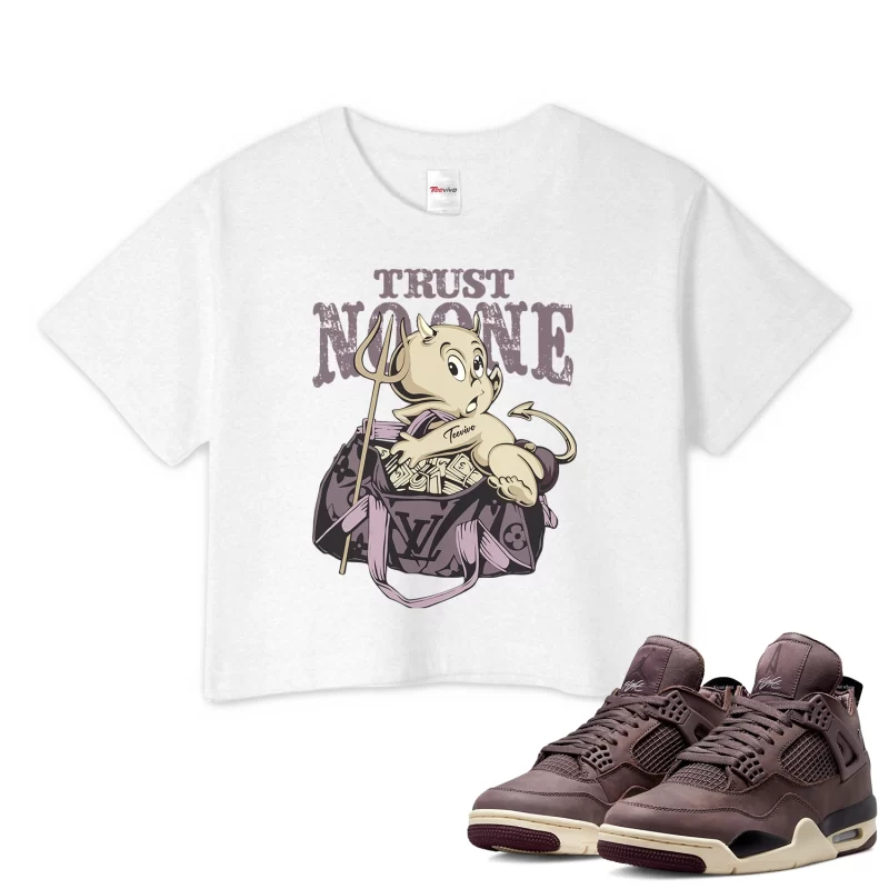 TeeVivo Crop Top Match Air Jordan 4 Retro SP A Ma Maniére Violet Ore Trust no one – Air Jordan 4 Crop Top, AJ4 Crop Top