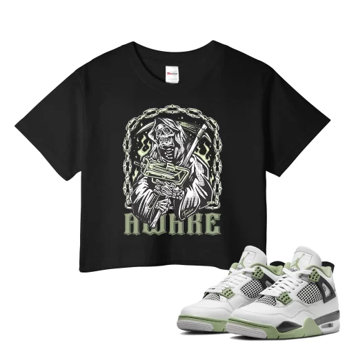 TeeVivo Crop Top Match Air Jordan 4 Retro Seafoam Awake – Air Jordan 4 Crop Top, AJ4 Crop Top