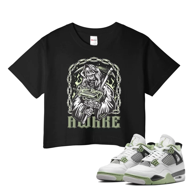 TeeVivo Crop Top Match Air Jordan 4 Retro Seafoam Awake – Air Jordan 4 Crop Top, AJ4 Crop Top