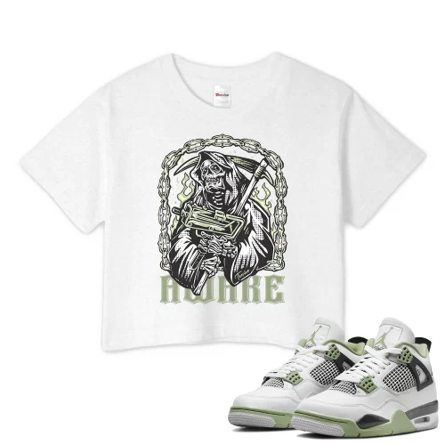 TeeVivo Crop Top Match Air Jordan 4 Retro Seafoam Awake – Air Jordan 4 Crop Top, AJ4 Crop Top