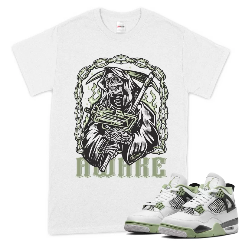 TeeVivo T-Shirt Match Air Jordan 4 Retro Seafoam Awake – Air Jordan 4 Shirt, AJ4 Shirt
