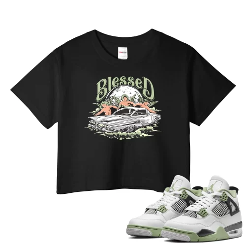 TeeVivo Crop Top Match Air Jordan 4 Retro Seafoam Blessed – Air Jordan 4 Crop Top, AJ4 Crop Top