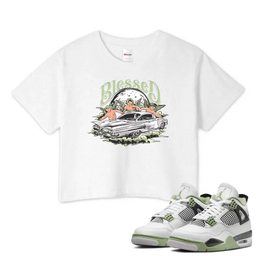 TeeVivo Crop Top Match Air Jordan 4 Retro Seafoam Blessed – Air Jordan 4 Crop Top, AJ4 Crop Top