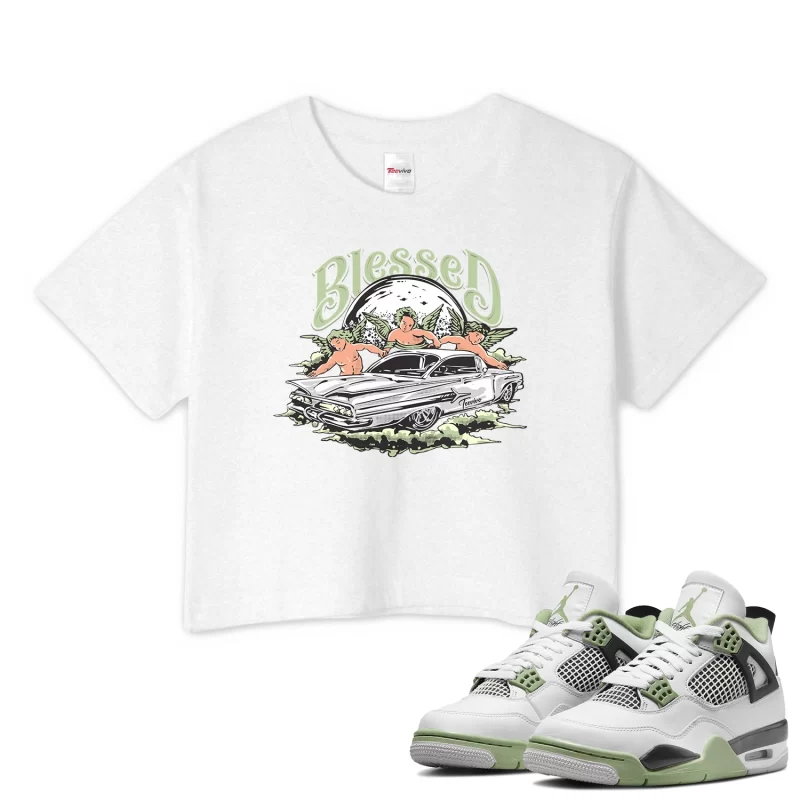 TeeVivo Crop Top Match Air Jordan 4 Retro Seafoam Blessed – Air Jordan 4 Crop Top, AJ4 Crop Top