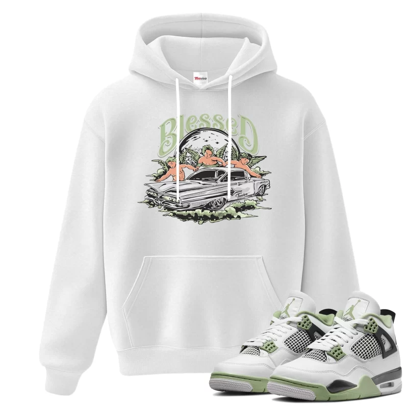 TeeVivo Hoodie Match Air Jordan 4 Retro Seafoam Blessed – Air Jordan 4 Hoodie, AJ4 Hoodie