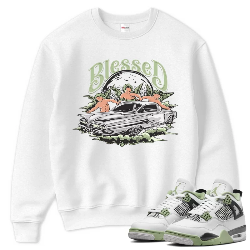 TeeVivo Sweatshirt Match Air Jordan 4 Retro Seafoam Blessed – Air Jordan 4 Sweatshirt, AJ4 Sweatshirt