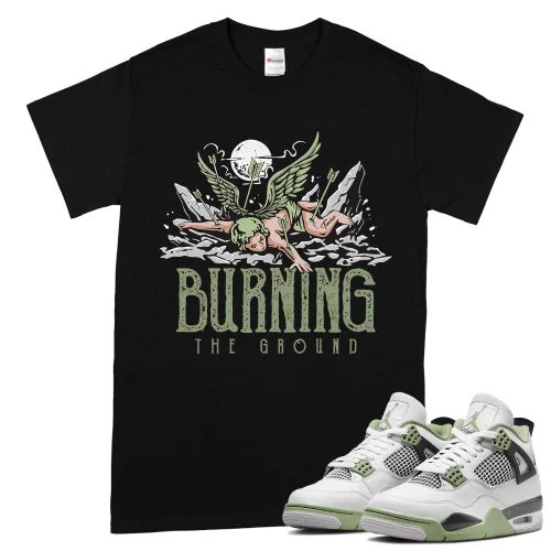 TeeVivo T-Shirt Match Air Jordan 4 Retro Seafoam Burning the ground – Air Jordan 4 Shirt, AJ4 Shirt