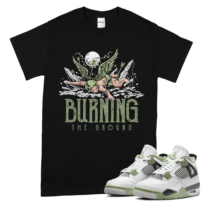TeeVivo T-Shirt Match Air Jordan 4 Retro Seafoam Burning the ground – Air Jordan 4 Shirt, AJ4 Shirt