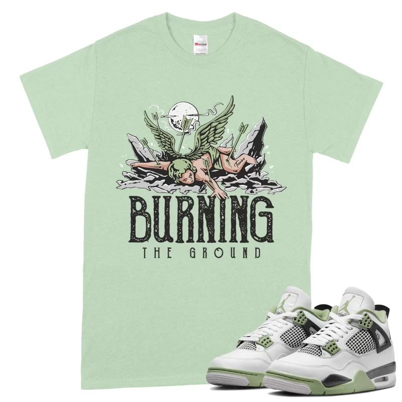 TeeVivo T-Shirt Match Air Jordan 4 Retro Seafoam Burning the ground – Air Jordan 4 Shirt, AJ4 Shirt