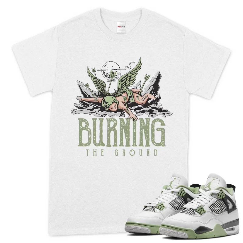 TeeVivo T-Shirt Match Air Jordan 4 Retro Seafoam Burning the ground – Air Jordan 4 Shirt, AJ4 Shirt
