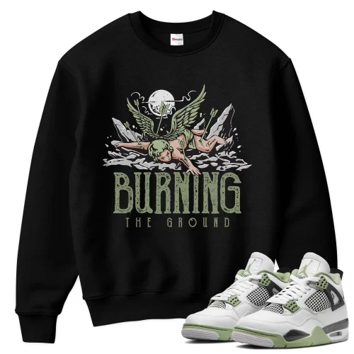 TeeVivo Sweatshirt Match Air Jordan 4 Retro Seafoam Burning the ground – Air Jordan 4 Sweatshirt, AJ4 Sweatshirt