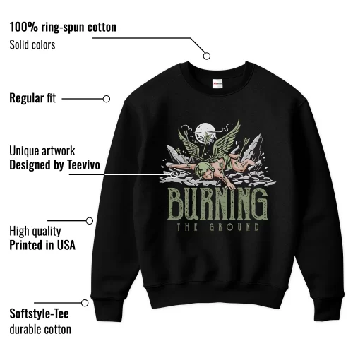 TeeVivo Sweatshirt Match Air Jordan 4 Retro Seafoam Burning the ground – Air Jordan 4 Sweatshirt, AJ4 Sweatshirt