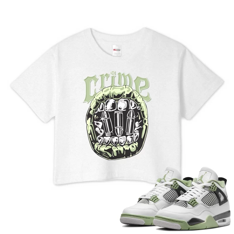 TeeVivo Crop Top Match Air Jordan 4 Retro Seafoam Crime – Air Jordan 4 Crop Top, AJ4 Crop Top