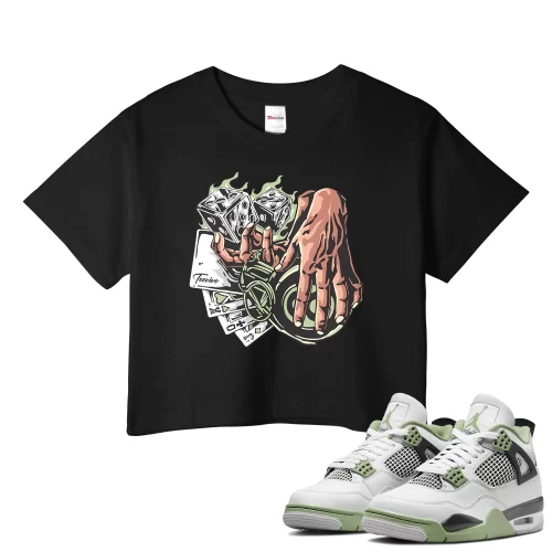 TeeVivo Crop Top Match Air Jordan 4 Retro Seafoam Gambling – Air Jordan 4 Crop Top, AJ4 Crop Top