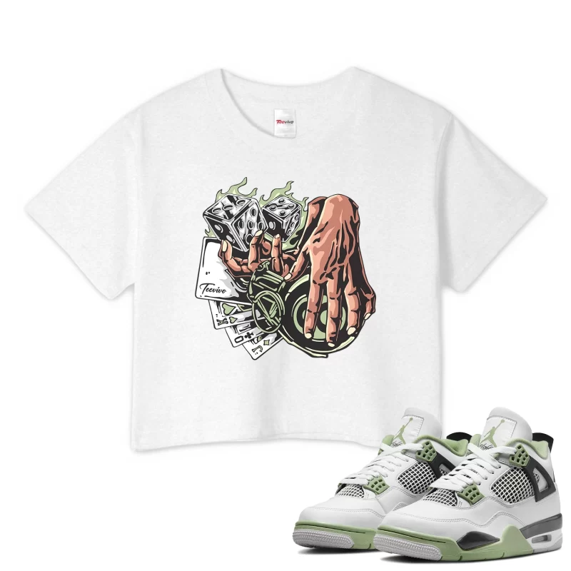 TeeVivo Crop Top Match Air Jordan 4 Retro Seafoam Gambling – Air Jordan 4 Crop Top, AJ4 Crop Top