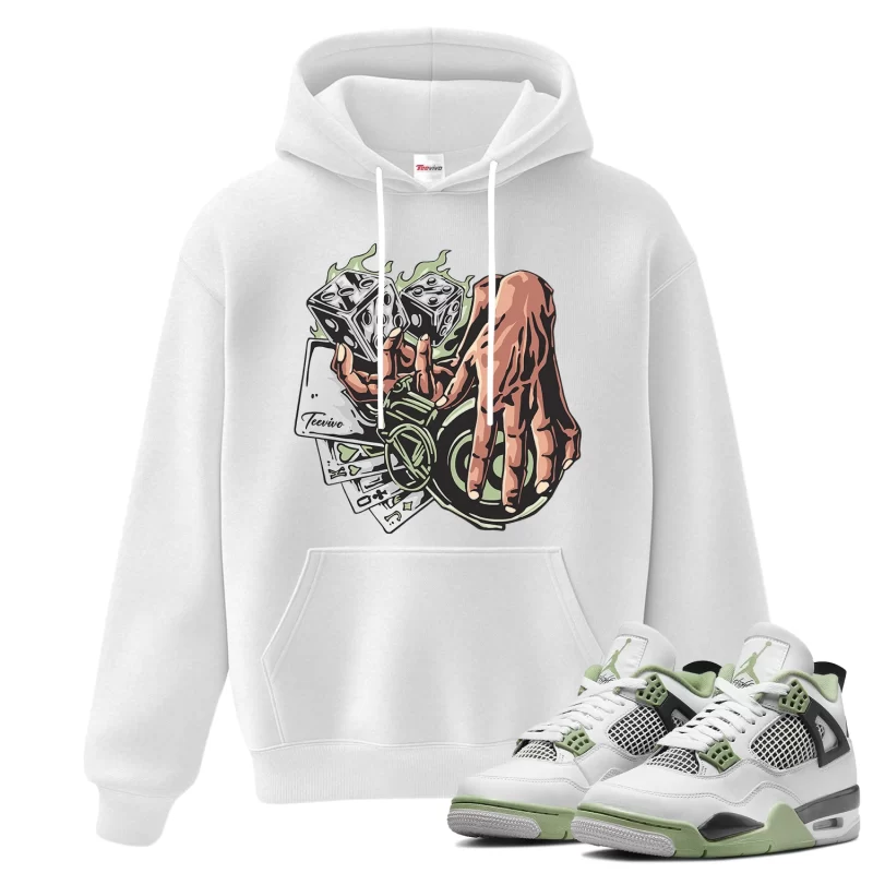 TeeVivo Hoodie Match Air Jordan 4 Retro Seafoam Gambling – Air Jordan 4 Hoodie, AJ4 Hoodie