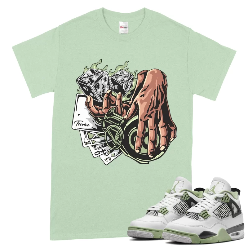 TeeVivo T-Shirt Match Air Jordan 4 Retro Seafoam Gambling – Air Jordan 4 Shirt, AJ4 Shirt