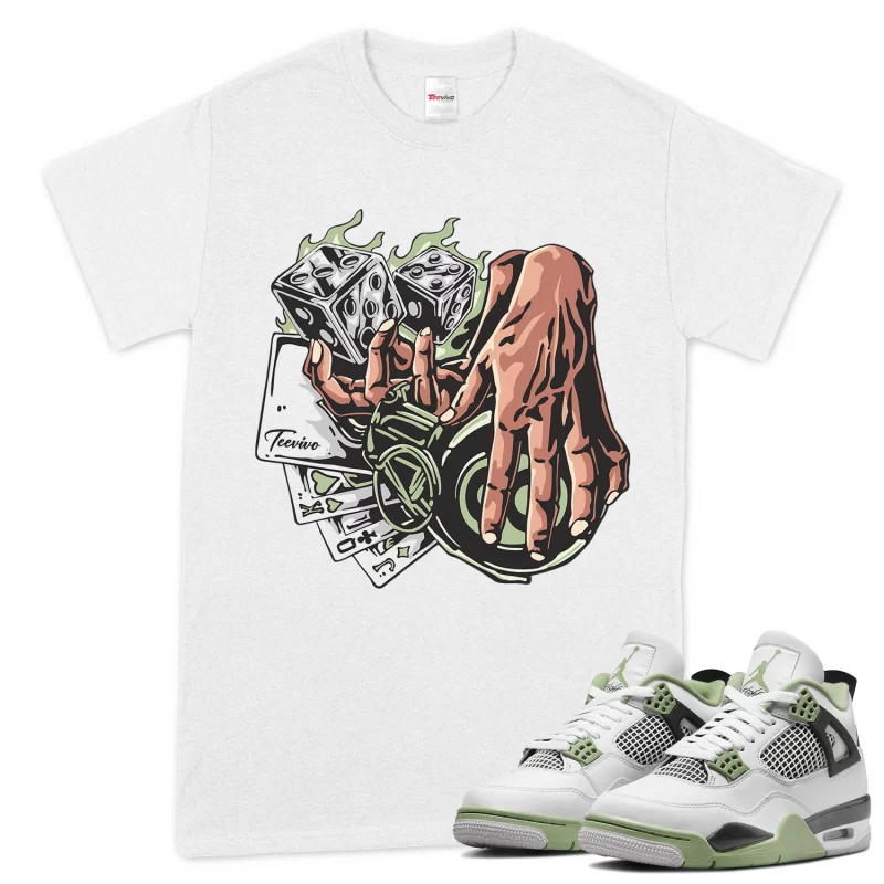 TeeVivo T-Shirt Match Air Jordan 4 Retro Seafoam Gambling – Air Jordan 4 Shirt, AJ4 Shirt