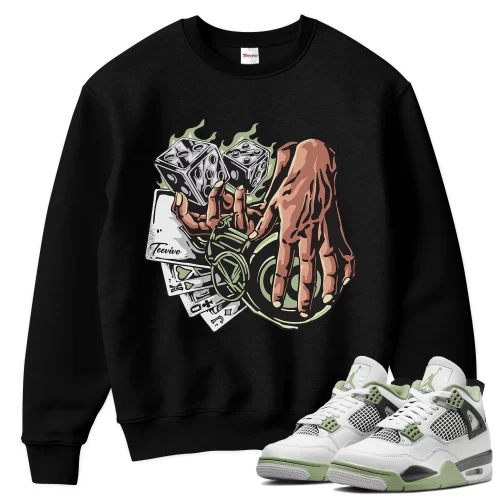 TeeVivo Sweatshirt Match Air Jordan 4 Retro Seafoam Gambling – Air Jordan 4 Sweatshirt, AJ4 Sweatshirt