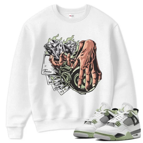 TeeVivo Sweatshirt Match Air Jordan 4 Retro Seafoam Gambling – Air Jordan 4 Sweatshirt, AJ4 Sweatshirt