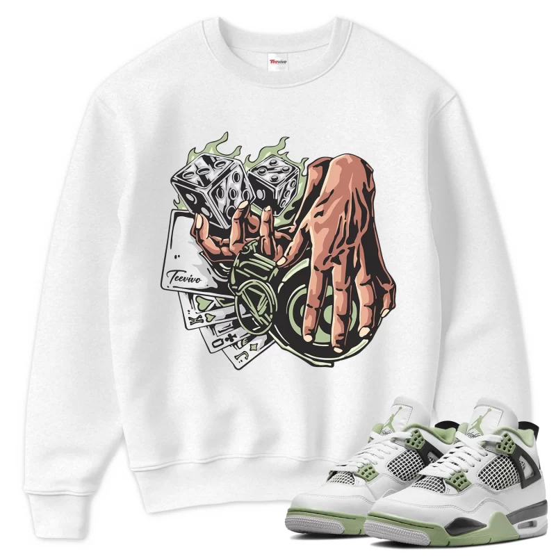 TeeVivo Sweatshirt Match Air Jordan 4 Retro Seafoam Gambling – Air Jordan 4 Sweatshirt, AJ4 Sweatshirt