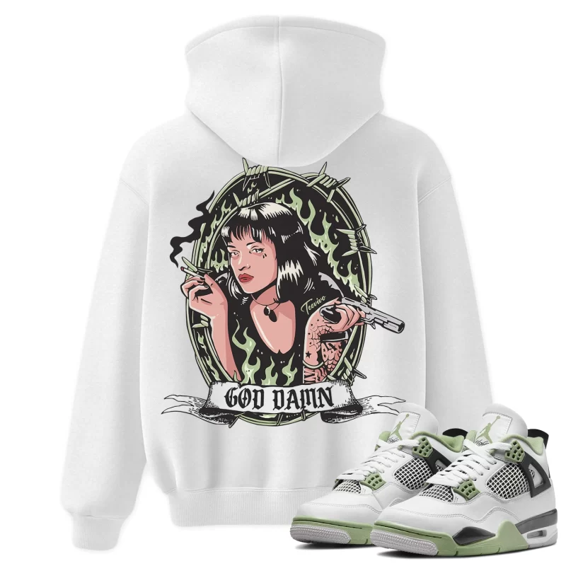 TeeVivo Hoodie Match Air Jordan 4 Retro Seafoam God Daaamn – Air Jordan 4 Hoodie, AJ4 Hoodie