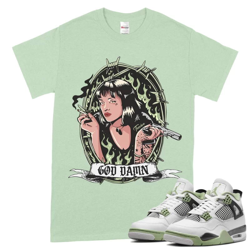 TeeVivo T-Shirt Match Air Jordan 4 Retro Seafoam God Daaamn – Air Jordan 4 Shirt, AJ4 Shirt