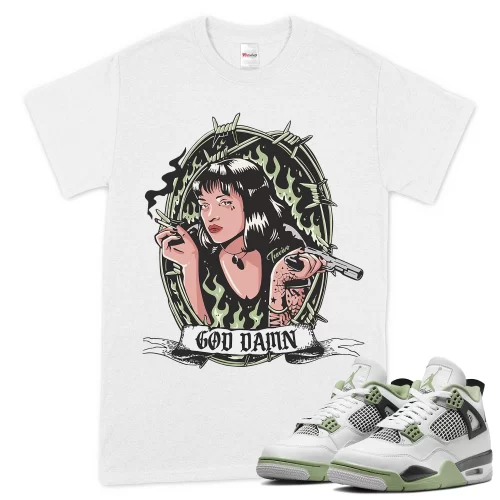 TeeVivo T-Shirt Match Air Jordan 4 Retro Seafoam God Daaamn – Air Jordan 4 Shirt, AJ4 Shirt