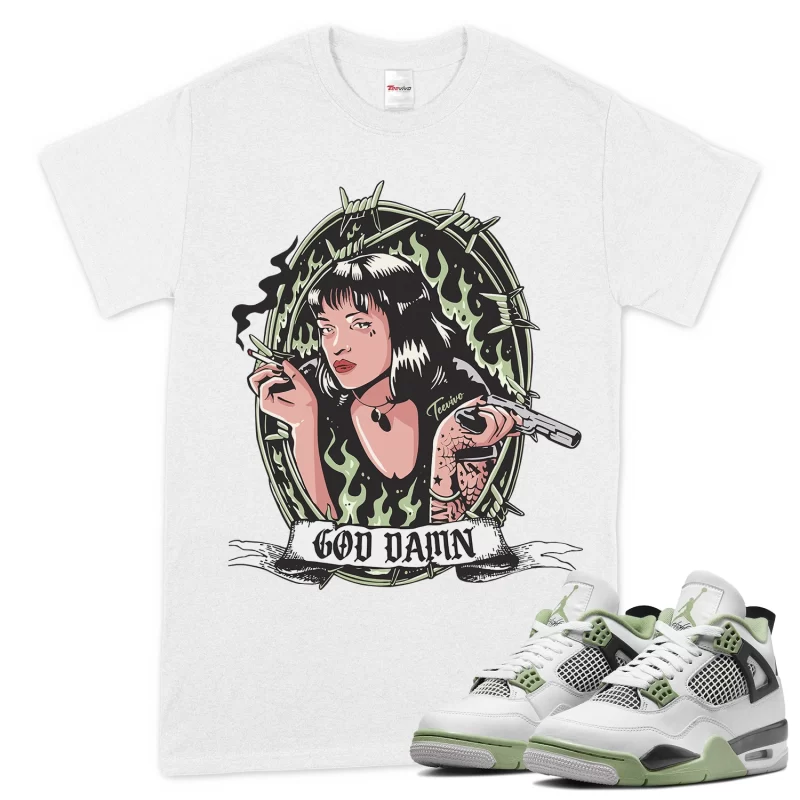 TeeVivo T-Shirt Match Air Jordan 4 Retro Seafoam God Daaamn – Air Jordan 4 Shirt, AJ4 Shirt