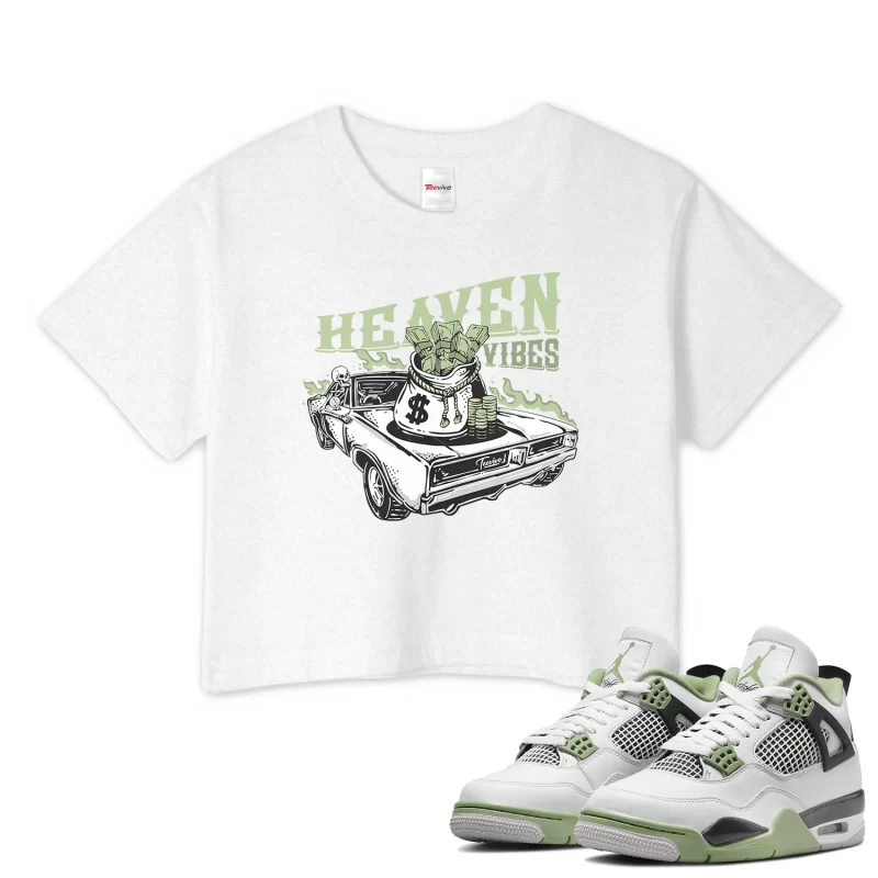 TeeVivo Crop Top Match Air Jordan 4 Retro Seafoam Heaven vibes – Air Jordan 4 Crop Top, AJ4 Crop Top