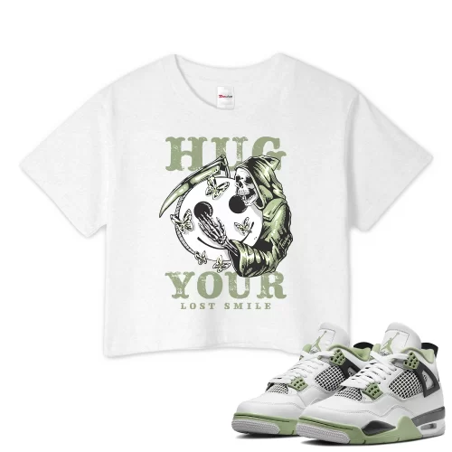 TeeVivo Crop Top Match Air Jordan 4 Retro Seafoam Hug your lost smile – Air Jordan 4 Crop Top, AJ4 Crop Top