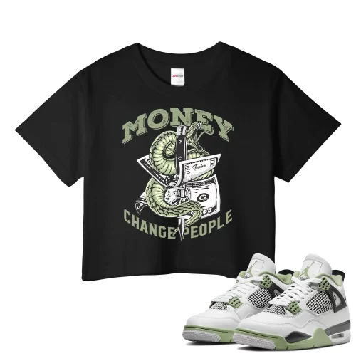 TeeVivo Crop Top Match Air Jordan 4 Retro Seafoam Money change people – Air Jordan 4 Crop Top, AJ4 Crop Top