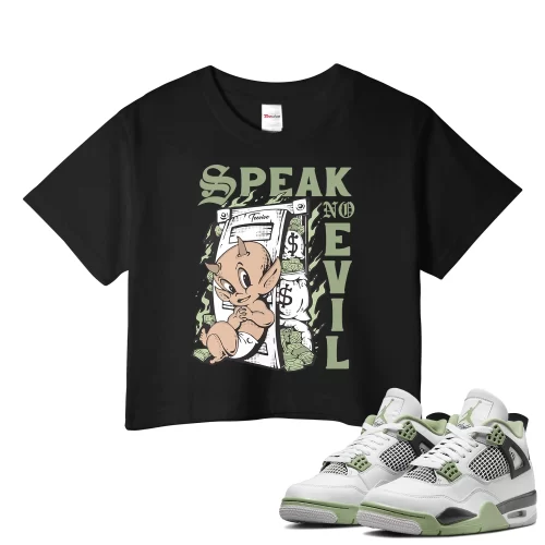 TeeVivo Crop Top Match Air Jordan 4 Retro Seafoam Speak no evil – Air Jordan 4 Crop Top, AJ4 Crop Top