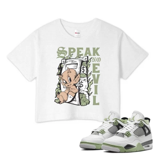 TeeVivo Crop Top Match Air Jordan 4 Retro Seafoam Speak no evil – Air Jordan 4 Crop Top, AJ4 Crop Top