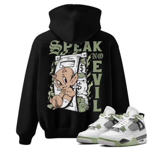 TeeVivo Hoodie Match Air Jordan 4 Retro Seafoam Speak no evil – Air Jordan 4 Hoodie, AJ4 Hoodie