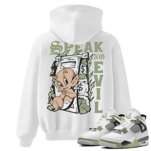 TeeVivo Hoodie Match Air Jordan 4 Retro Seafoam Speak no evil – Air Jordan 4 Hoodie, AJ4 Hoodie
