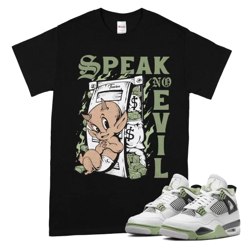 TeeVivo T-Shirt Match Air Jordan 4 Retro Seafoam Speak no evil – Air Jordan 4 Shirt, AJ4 Shirt