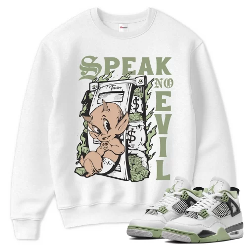 TeeVivo Sweatshirt Match Air Jordan 4 Retro Seafoam Speak no evil – Air Jordan 4 Sweatshirt, AJ4 Sweatshirt