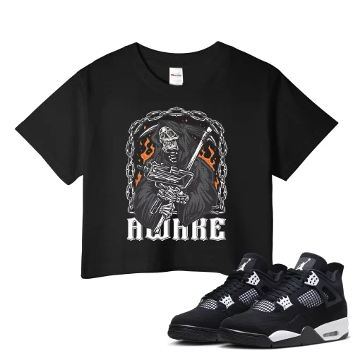 TeeVivo Crop Top Match Air Jordan 4 Retro White Thunder Awake – Air Jordan 4 Crop Top, AJ4 Crop Top