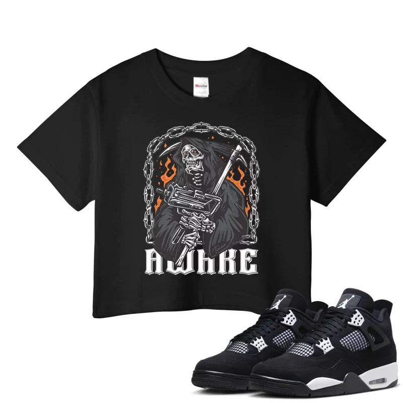 TeeVivo Crop Top Match Air Jordan 4 Retro White Thunder Awake – Air Jordan 4 Crop Top, AJ4 Crop Top