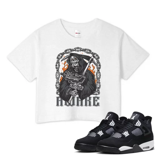 TeeVivo Crop Top Match Air Jordan 4 Retro White Thunder Awake – Air Jordan 4 Crop Top, AJ4 Crop Top