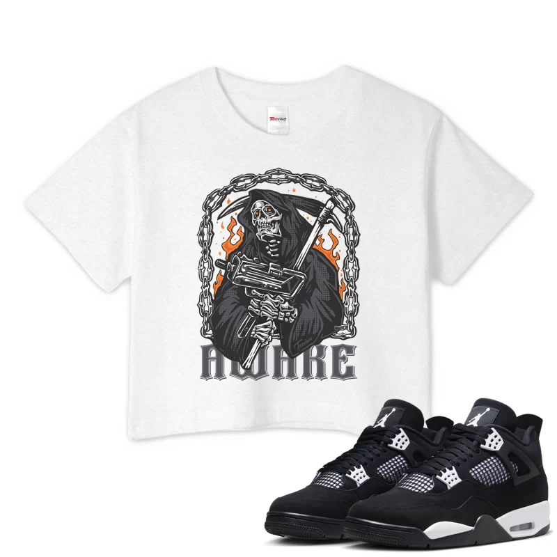 TeeVivo Crop Top Match Air Jordan 4 Retro White Thunder Awake – Air Jordan 4 Crop Top, AJ4 Crop Top