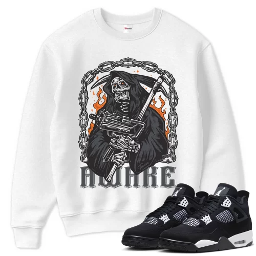TeeVivo Sweatshirt Match Air Jordan 4 Retro White Thunder Awake – Air Jordan 4 Sweatshirt, AJ4 Sweatshirt